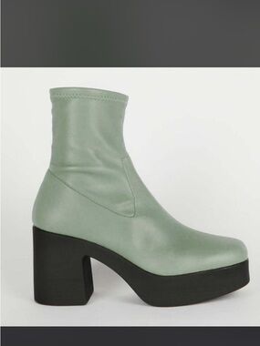 INTENTIONALLY BLANK Sage Green Platform Ankle Boots